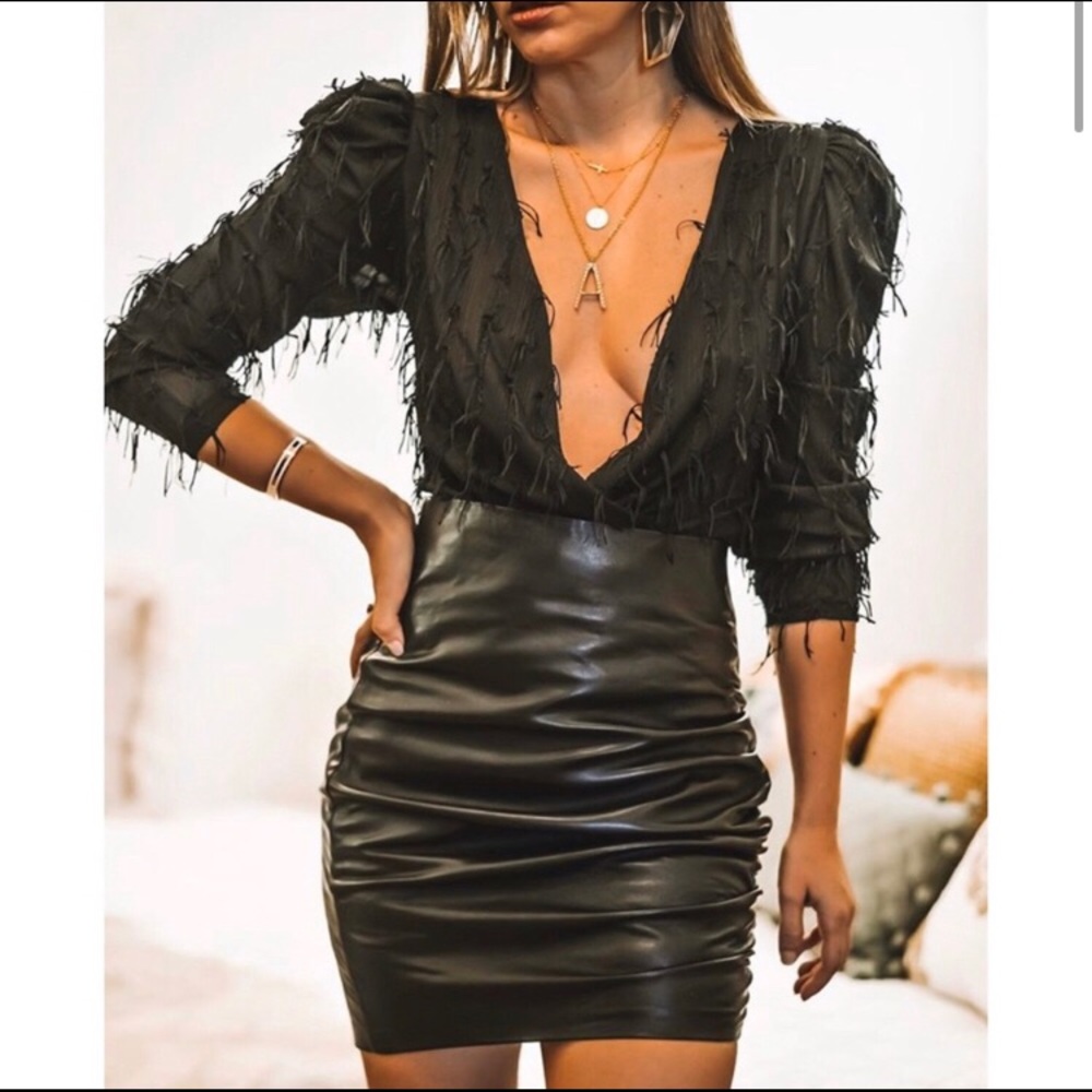 Zara Leather Draped Skiry